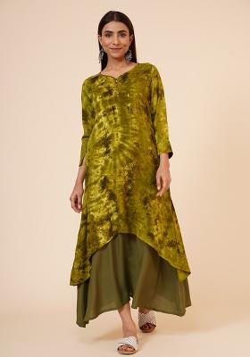 Blue Tie And Dye Rayon Kurta