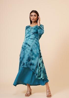 Green Tie And Dye Rayon Kurta