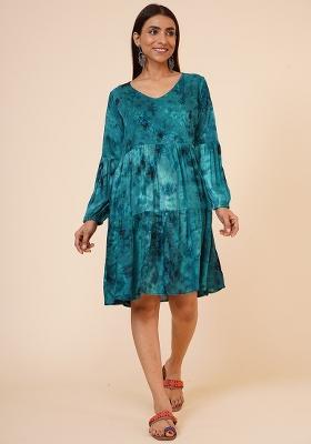 Blue Tie And Dye Rayon Kurta