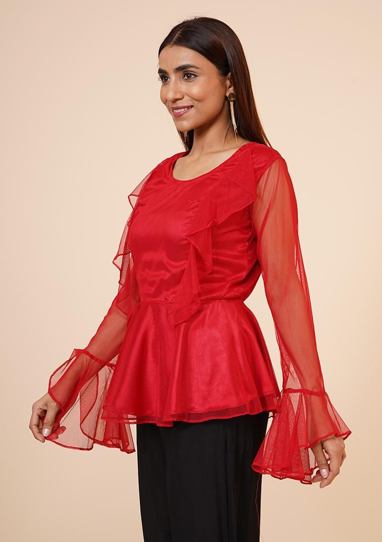Red Net Top - Indya