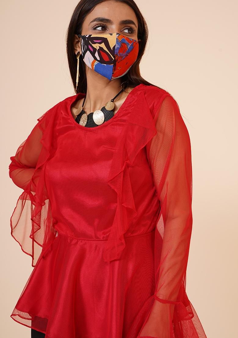 Red Net Top - Indya