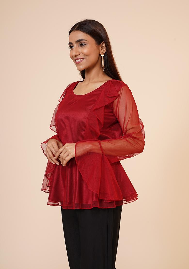 Maroon Net Top - Indya