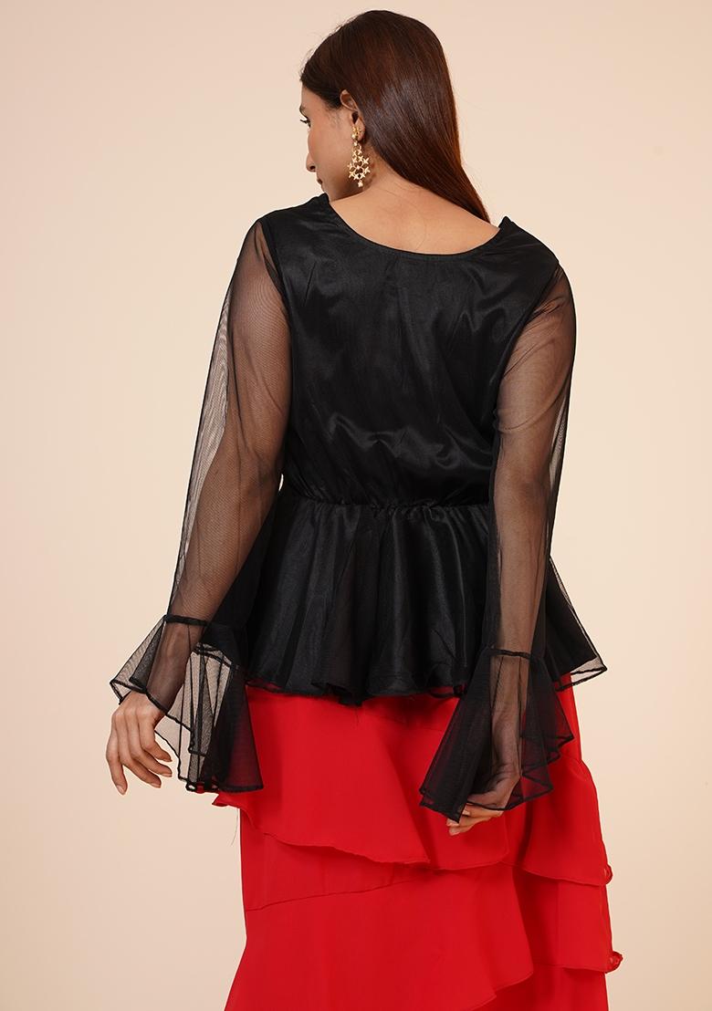 Black Net Top - Indya