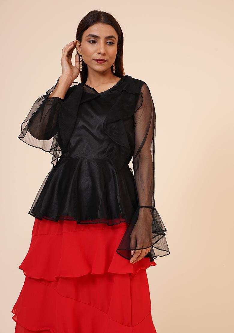 Black Net Top - Indya