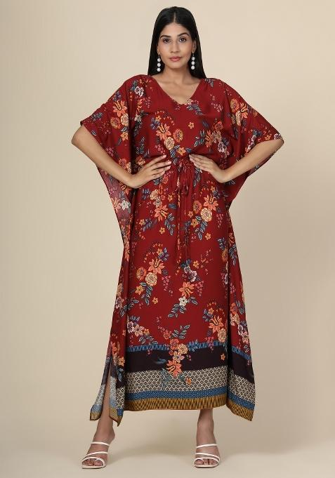 Maroon Rayon Kaftan