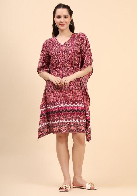 Maroon Rayon Kaftan