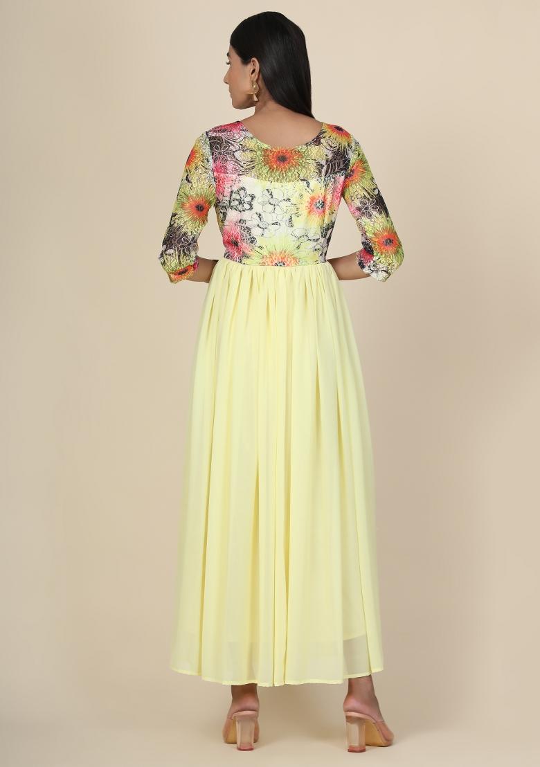 Lemon Net Gown - Indya