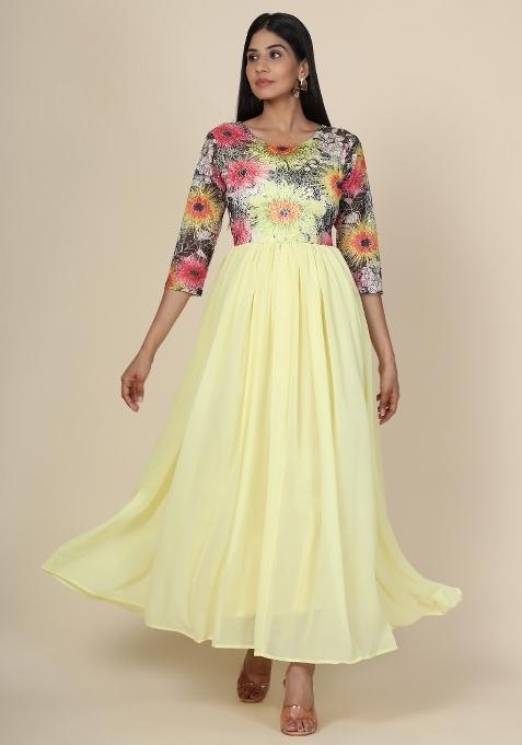 Lemon Net Gown