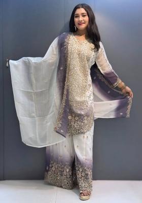 Multicolor Embroidered Georgette Kurta Set