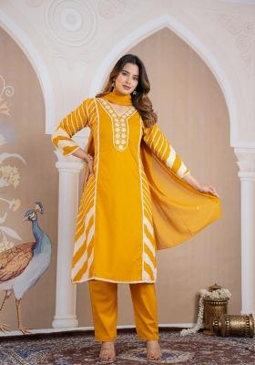 Yellow Printed Cotton Kurta Set