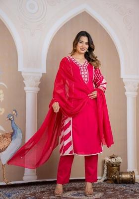 Pink Printed Cotton Kurta Set