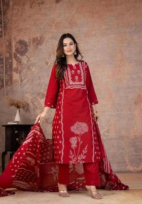Mustard Printed Cotton Kurta Set