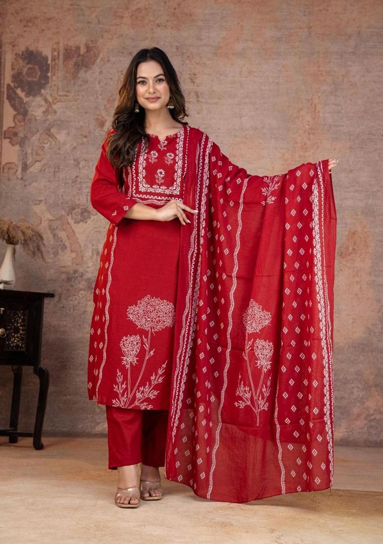 Mustard Printed Cotton Kurta Set - Indya