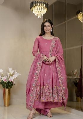 Pink Embroidered Silk Salwar Kameez