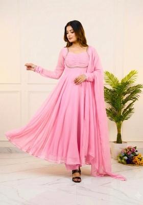 Pink Embroidered Georgette Salwar Kameez