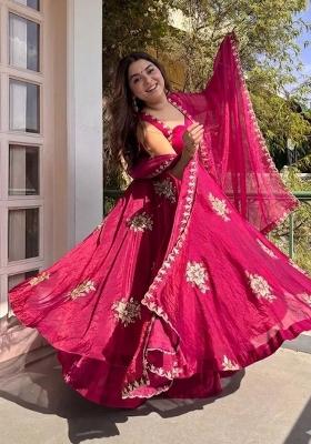 Pink Embroidered Silk Blend Salwar Kameez