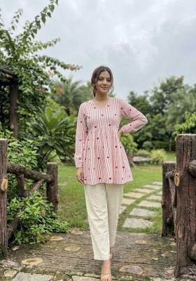 Orange Embroidered Cotton Salwar Kameez
