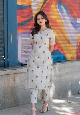 Off White Embroidered Silk Kurta Set