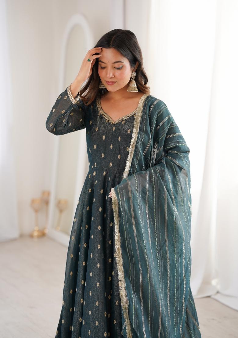 Rama Embroidered Silk Blend Kurta Set - Indya