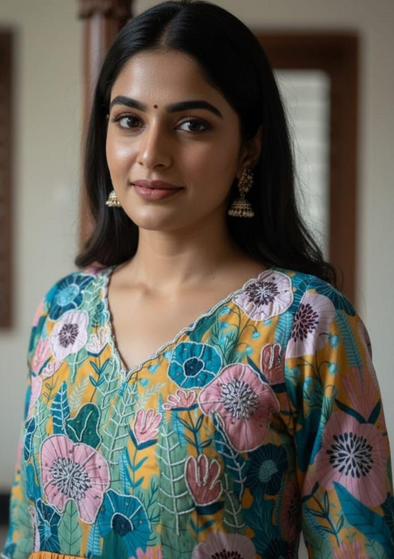 Multicolor Sequins Work Maslin Dress - Indya