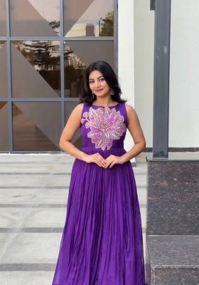 Purple Sequins Work Maslin Dress