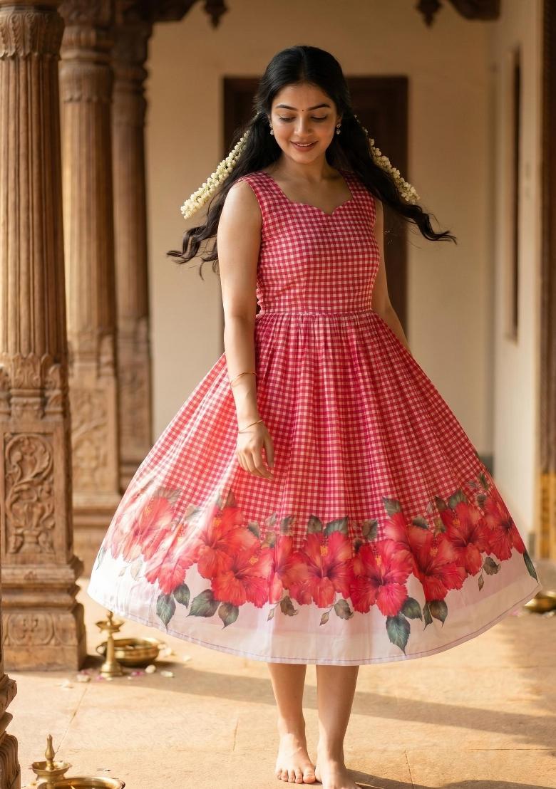 Pink Sequins Work Maslin Dress - Indya