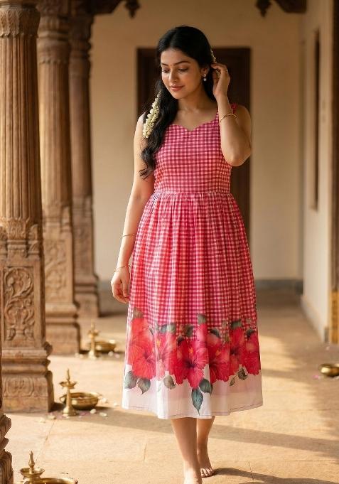 Pink Sequins Work Maslin Dress
