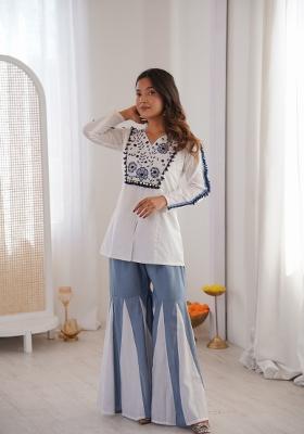 White Embroidered Georgette Kurta Set