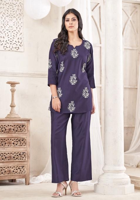 Blue Dori Work Cotton Co-Ords Set