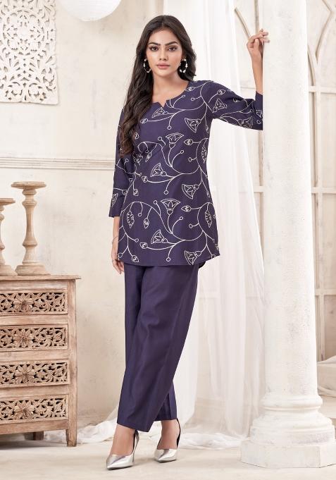 Blue Dori Work Cotton Co-Ords Set