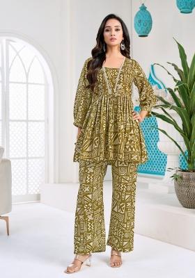 Yellow Printed Silk Co-Ords Set