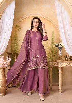 Light Purple Coading Work Silk Blend Salwar Kameez