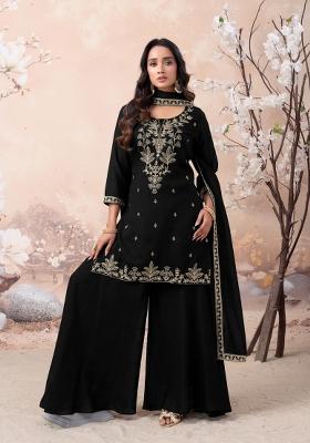 Black Coading Work Silk Blend Salwar Kameez