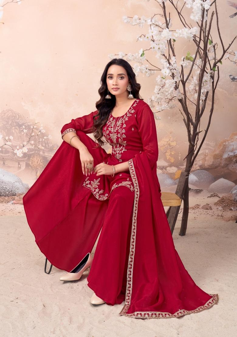 Pink Coading Work Silk Blend Salwar Kameez - Indya