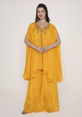Mustard Yellow Solid Georgette Palazzo Set