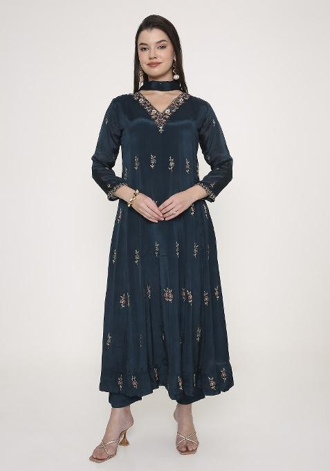 Teal Blue  Georgette Kurta Set