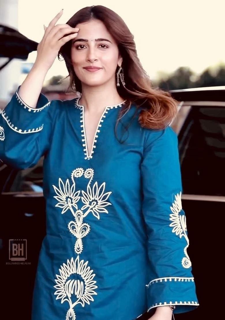 Blue Embroidered Rayon Co-Ords Set - Indya