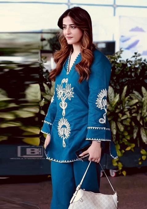 Blue Embroidered Rayon Co-Ords Set