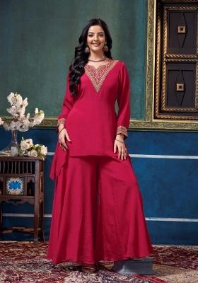 Pink Coading Work Chinon Salwar Kameez