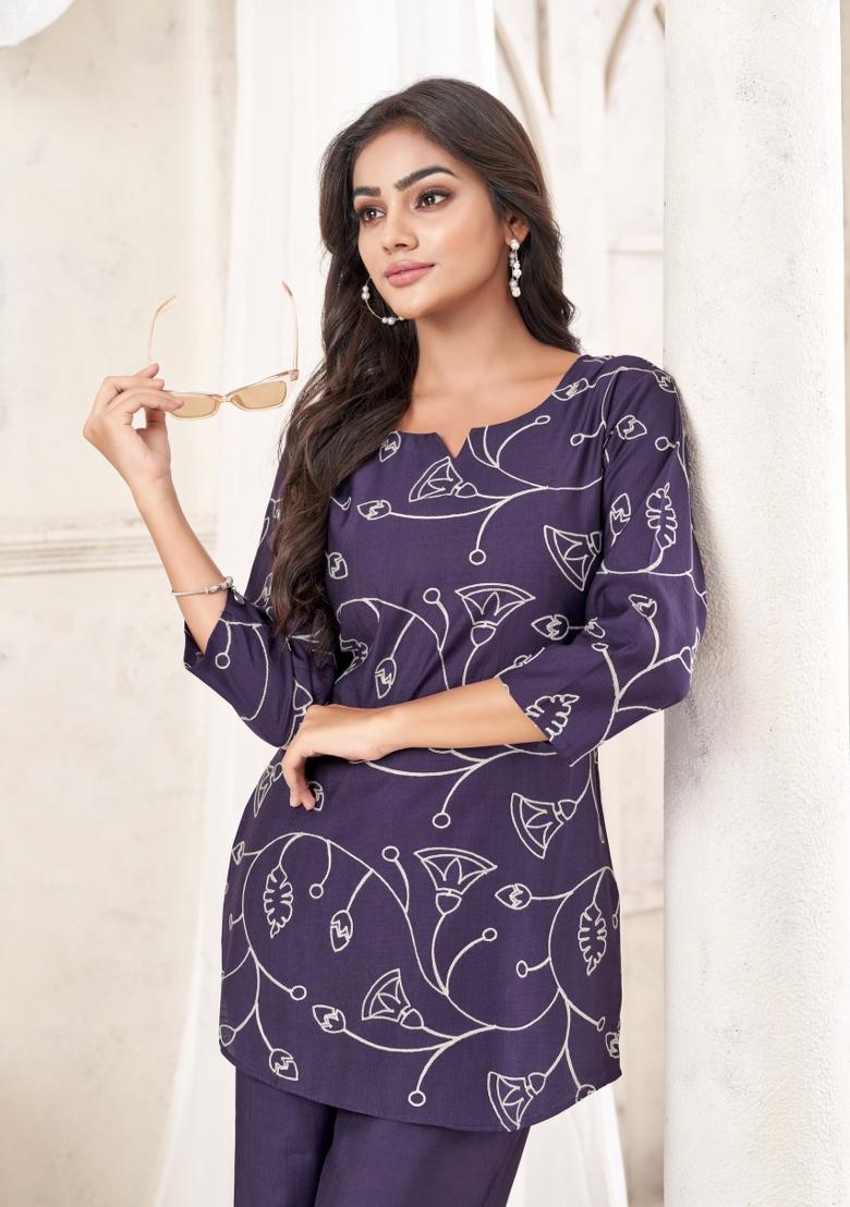 Blue Dori Work Cotton Co-Ords Set - Indya