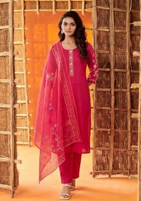 Pink Embroidered Cotton Salwar Kameez