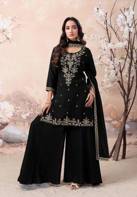 Black Coading Work Silk Blend Salwar Kameez