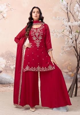 Pink Coading Work Silk Blend Salwar Kameez