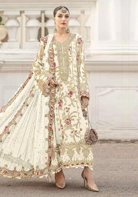 White Embroidered Chiffon Kurta Set