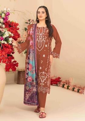 Orange Embroidered Cotton Kurta Set