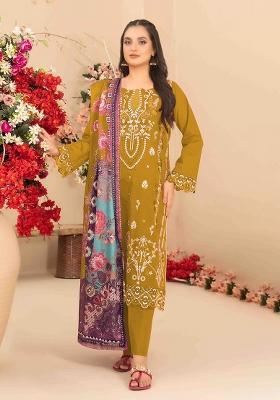 Yellow Embroidered Cotton Kurta Set