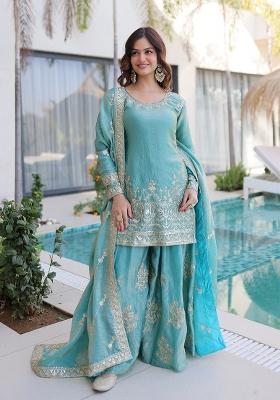 Sky Embroidered Fendy Kurta Set