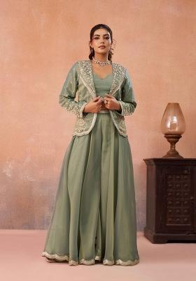 Pista Embroidered Tissue Salwar Kameez