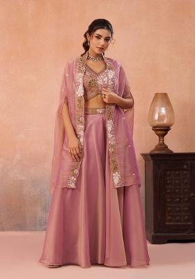 Pink Embroidered Tissue Salwar Kameez