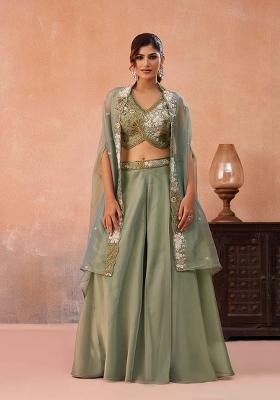 Pista Embroidered Tissue Salwar Kameez